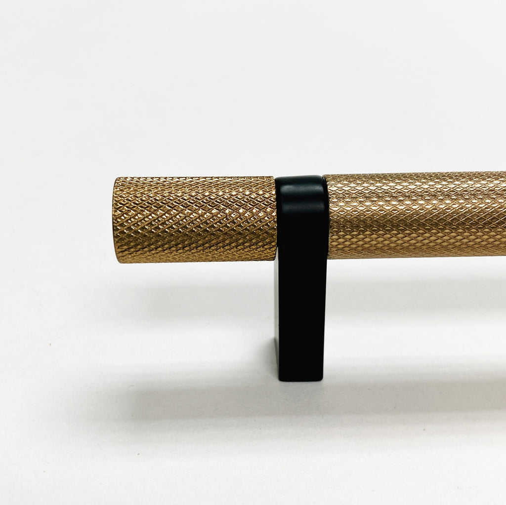 Knurled Select T-Bar Champagne Bronze and Matte Black Knobs and Pulls - Forge Hardware Studio