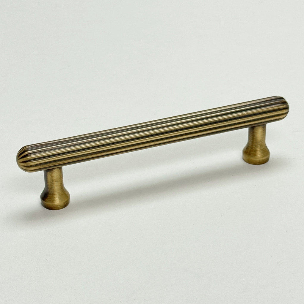 Fluted Antique Brass "Jewel" Ridge Cabinet Knobs and Pulls - Forge Hardware Studio