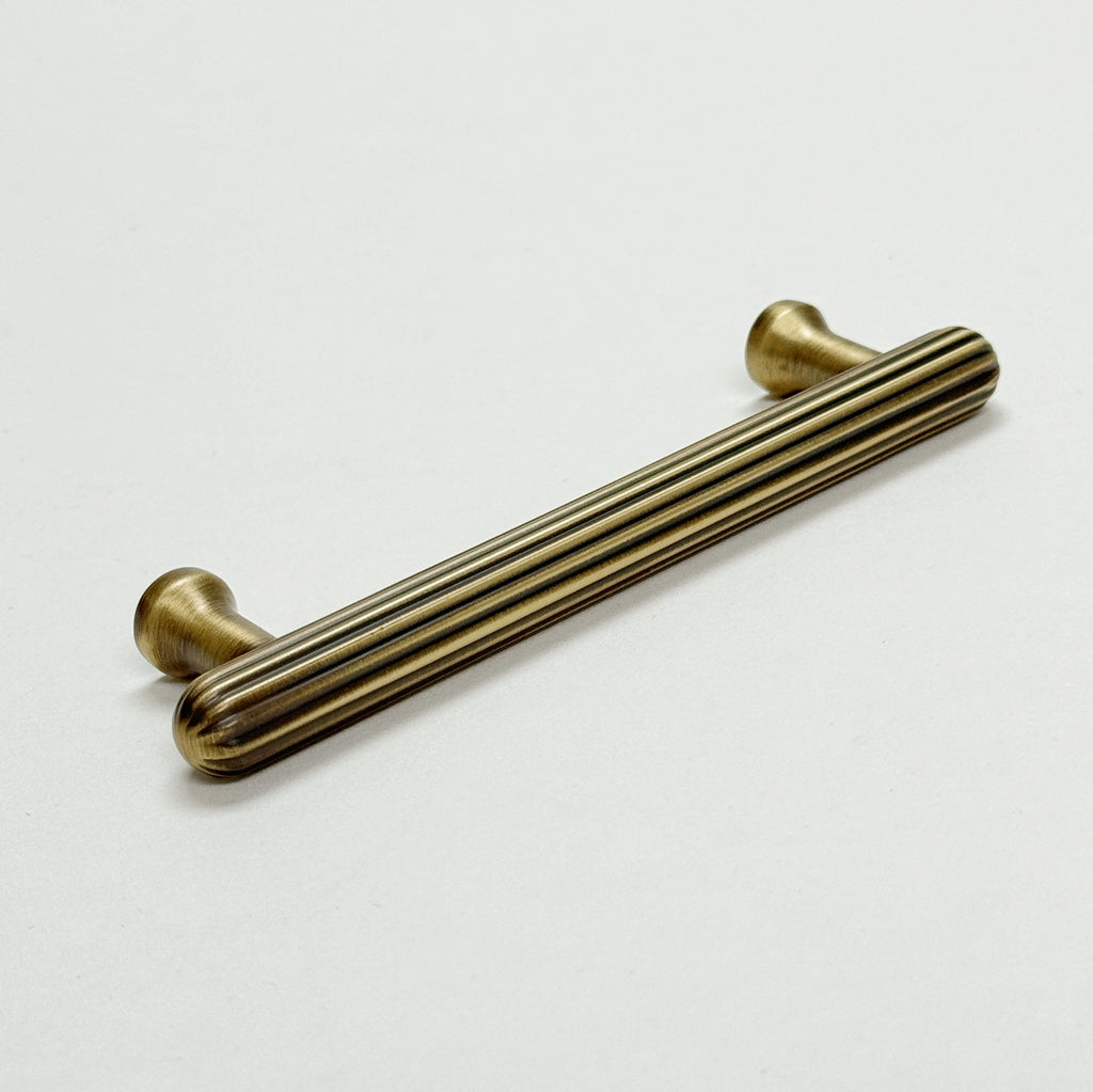 Fluted Antique Brass "Jewel" Ridge Cabinet Knobs and Pulls - Forge Hardware Studio