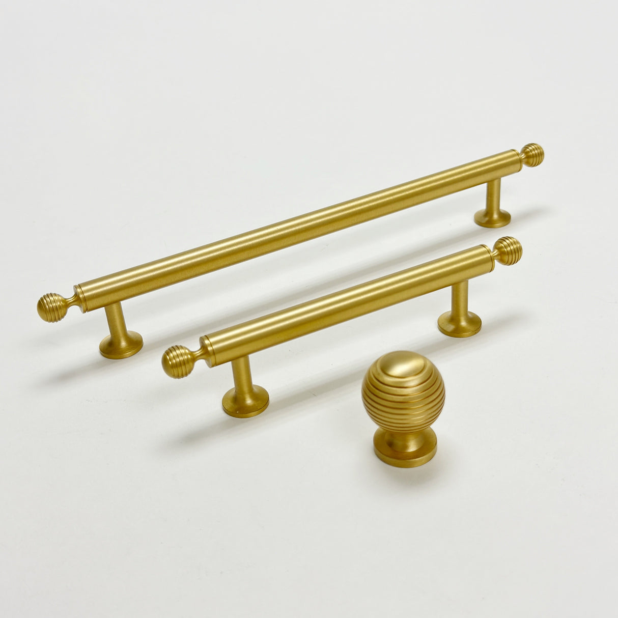 Satin Brass "Sweet" Beehive Cabinet Knob and Drawer Pulls - Forge Hardware Studio