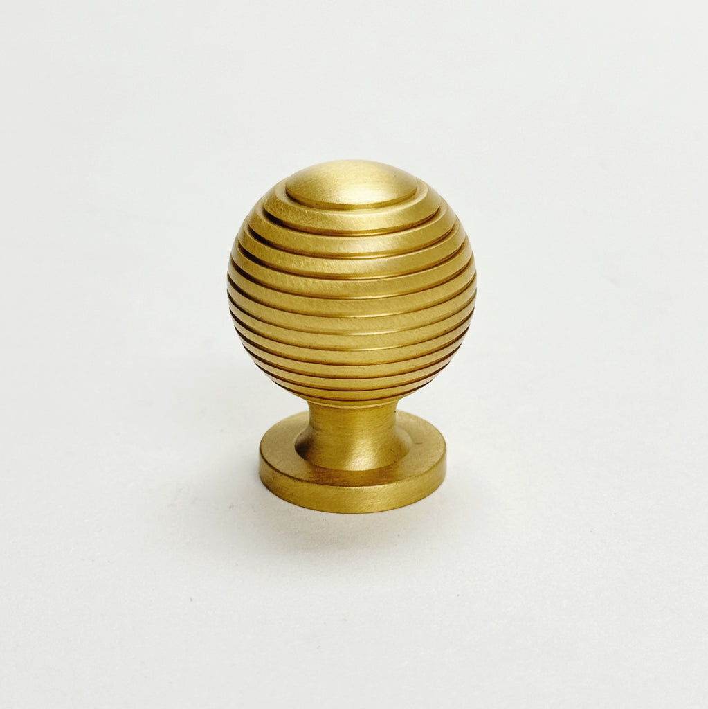 Satin Brass "Sweet" Beehive Cabinet Knob and Drawer Pulls - Forge Hardware Studio