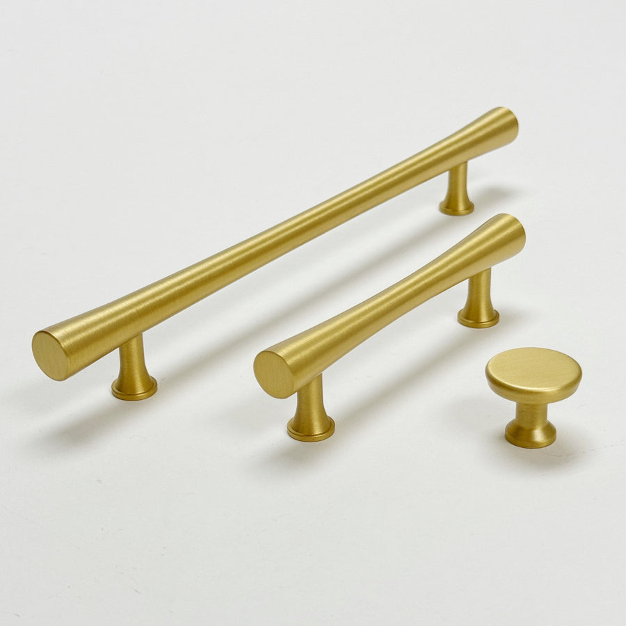 Satin Brass Cabinet Hardware "Collin" Drawer Pulls and Cabinet Knobs ...
