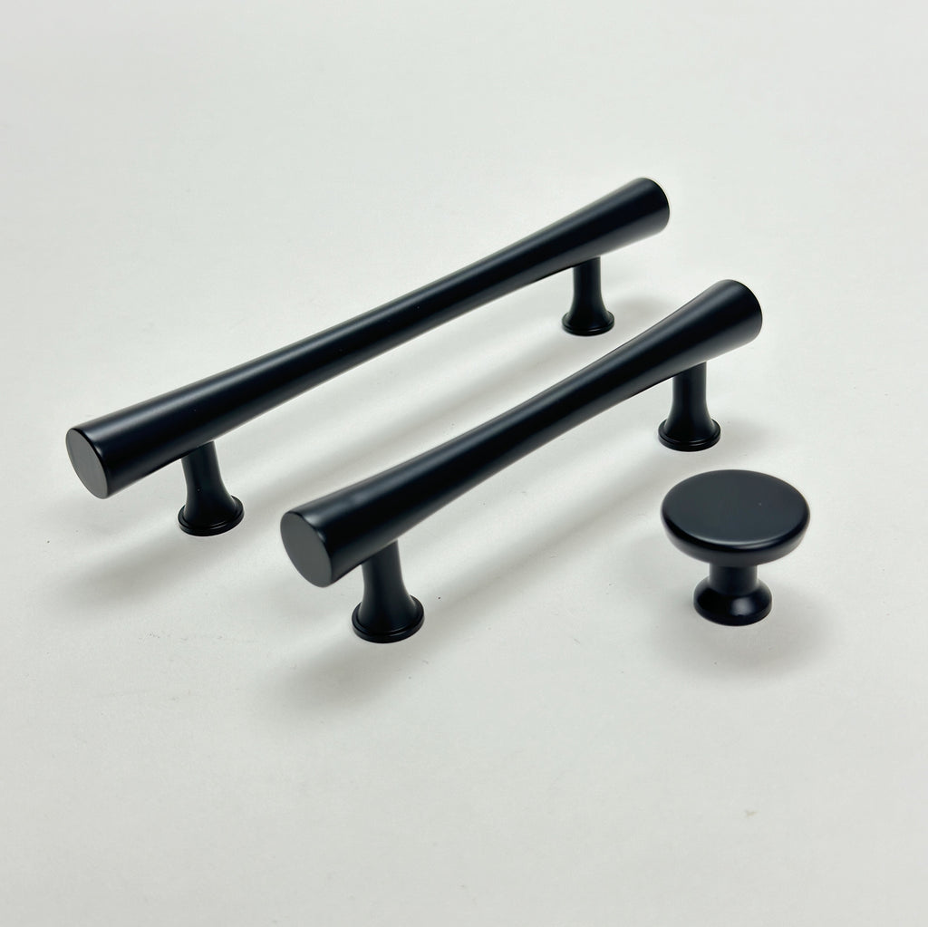 Matte Black Cabinet Hardware "Collin" Drawer Pulls and Cabinet Knobs - Forge Hardware Studio