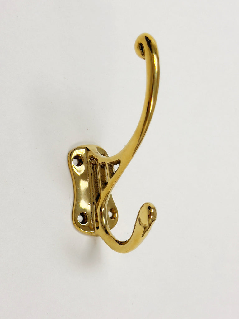 Polished Unlacquered Brass "Double" Wall Hook - Forge Hardware Studio