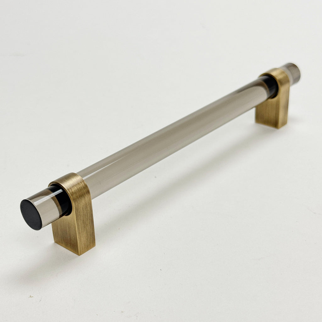 Dark Lucite "June" Brushed Antique Brass Drawer Pulls and Knobs - Forge Hardware Studio