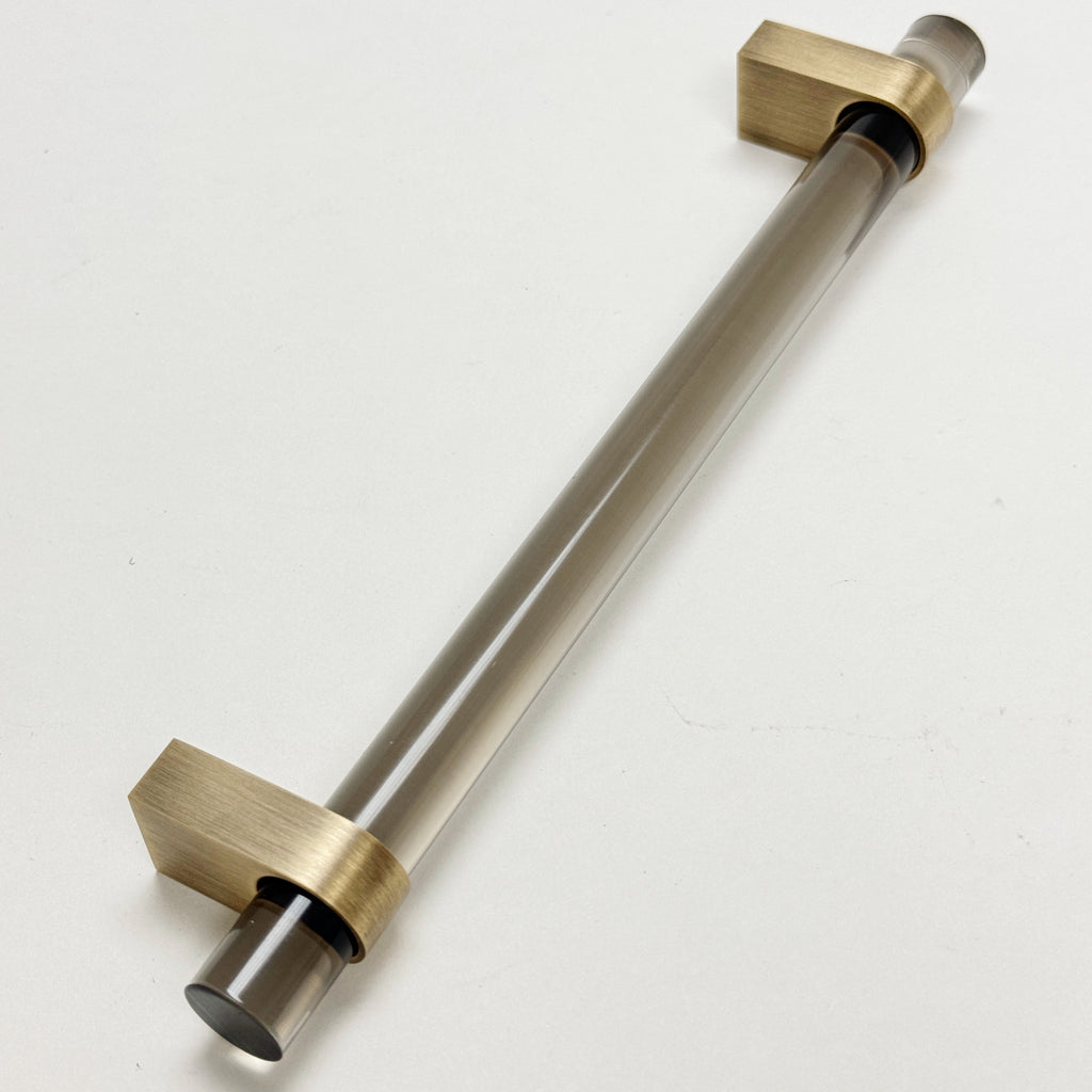 Dark Lucite "June" Brushed Antique Brass Drawer Pulls and Knobs - Forge Hardware Studio