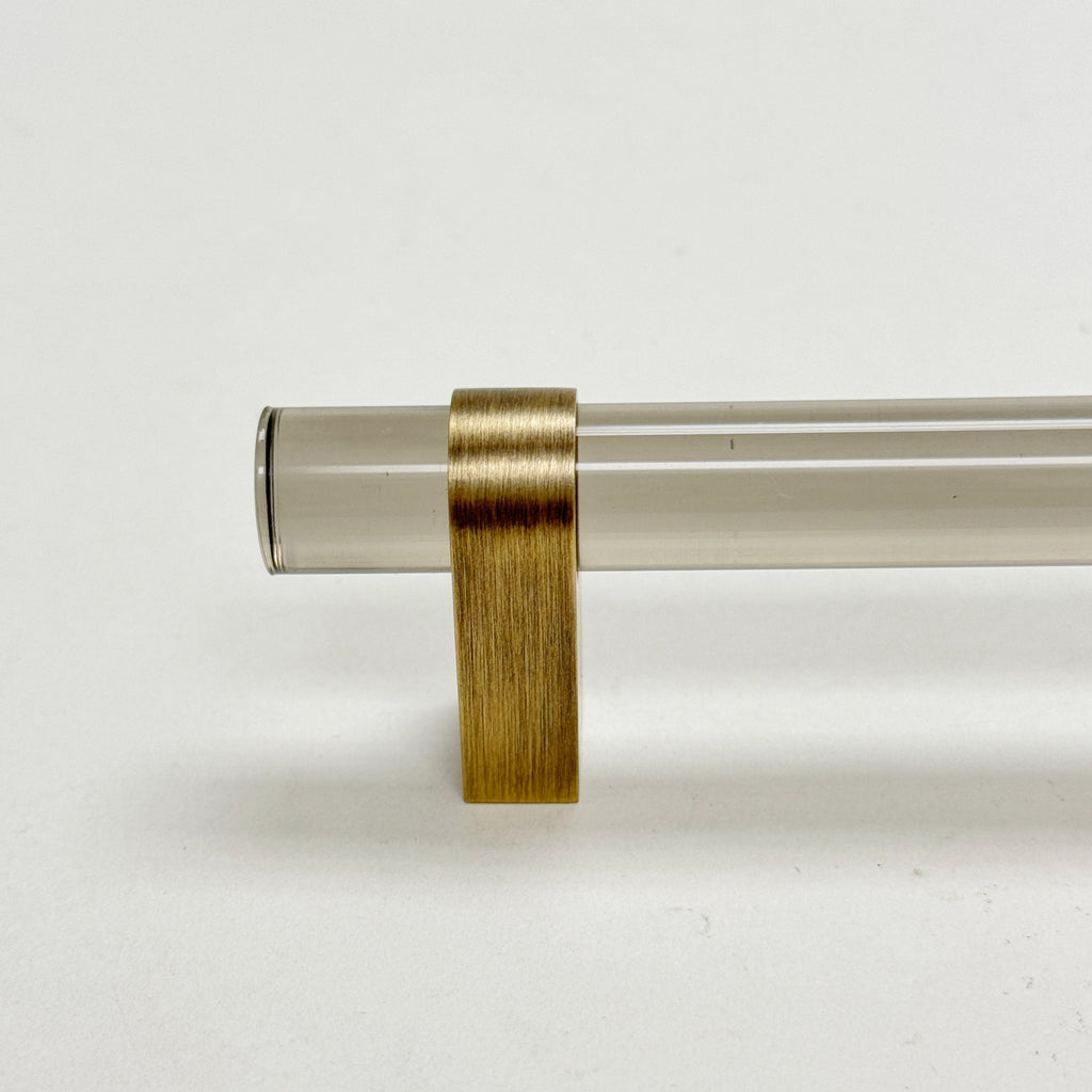Dark Lucite "June" Brushed Antique Brass Drawer Pulls and Knobs - Forge Hardware Studio