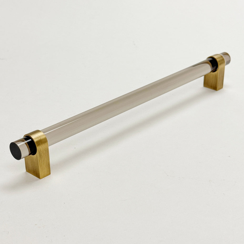 Dark Lucite "June" Brushed Antique Brass Drawer Pulls and Knobs - Forge Hardware Studio