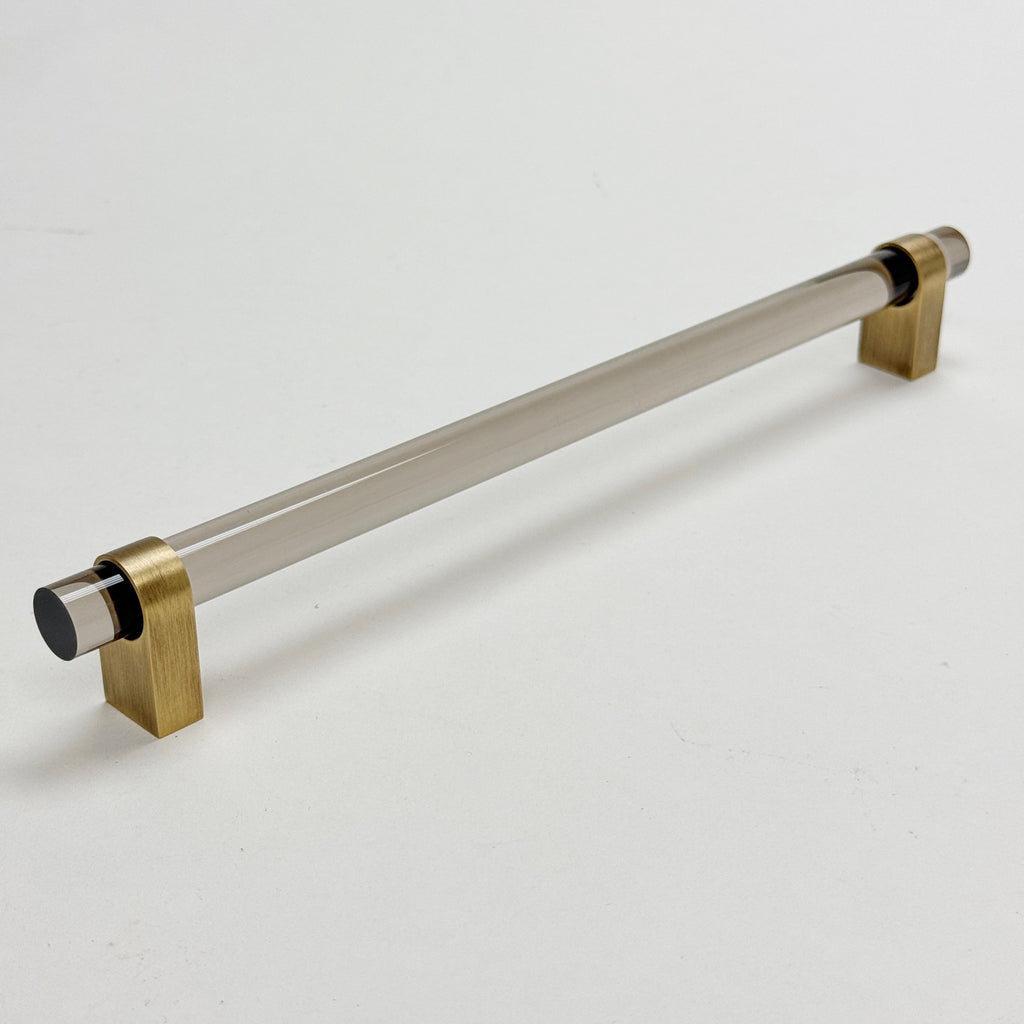 Dark Lucite "June" Brushed Antique Brass Drawer Pulls and Knobs - Forge Hardware Studio