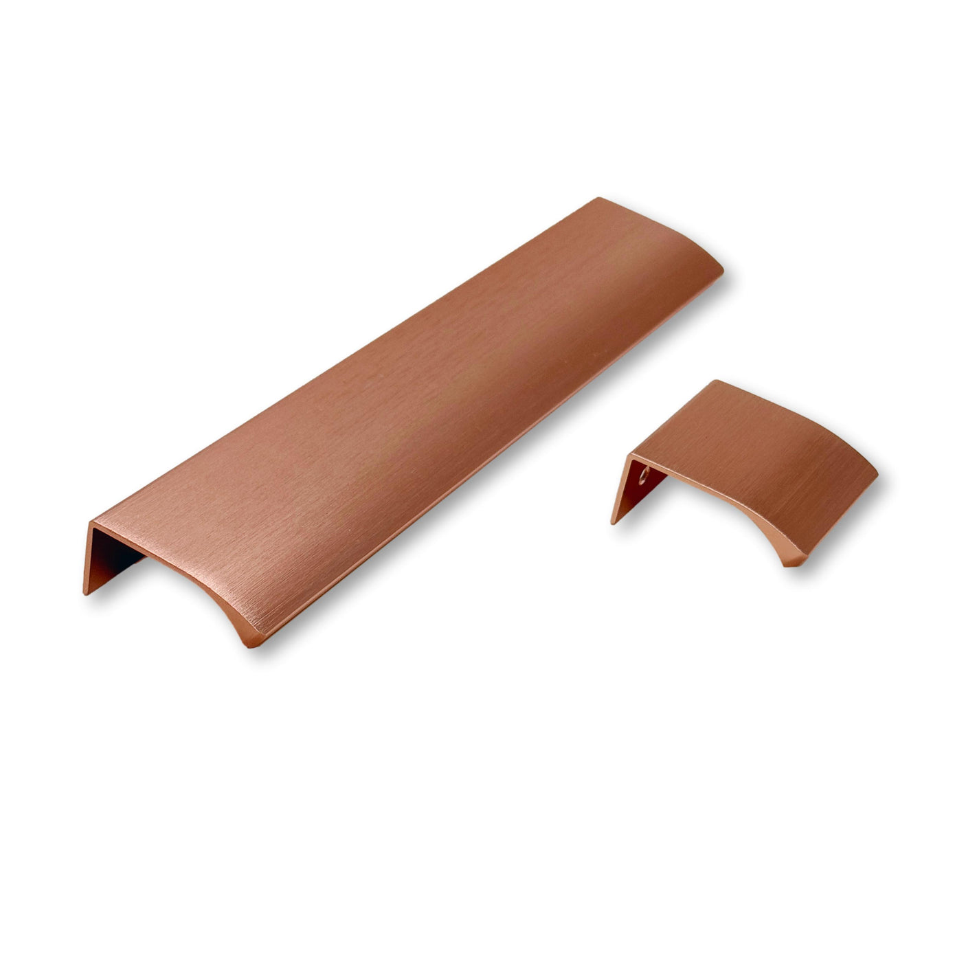 Tab Brushed Copper "Edge" Finger Drawer Pulls - Forge Hardware Studio