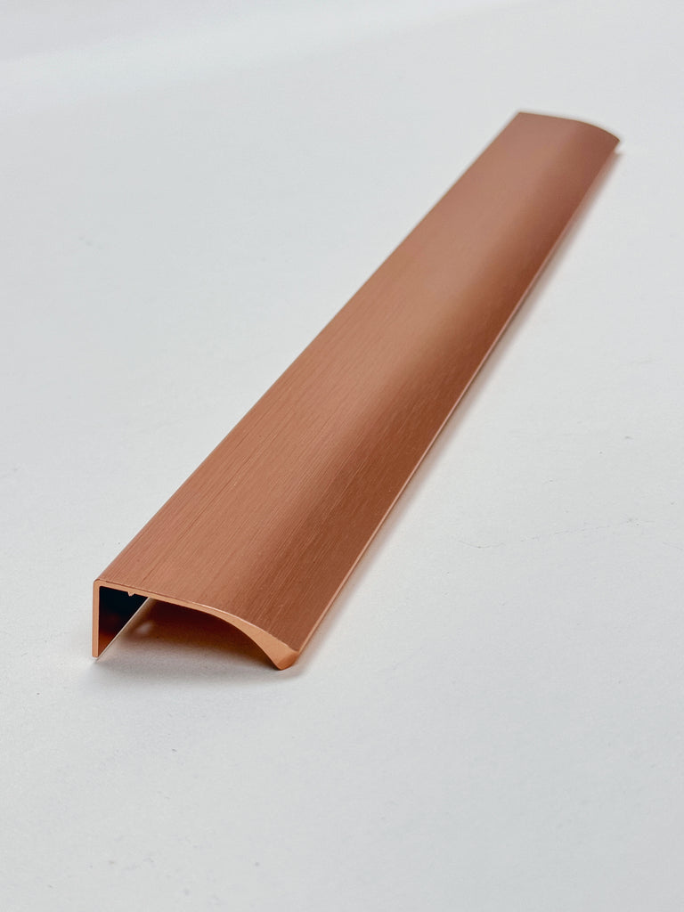 Tab Brushed Copper "Edge" Finger Drawer Pulls - Forge Hardware Studio