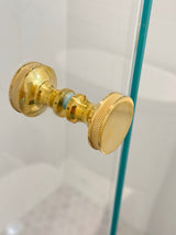 Round Polished Brass "Knurled" Round Glass Shower Knob - Industry Hardware