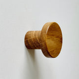 Modern "Pinta" Round Wall Hook in Lacquered Oak