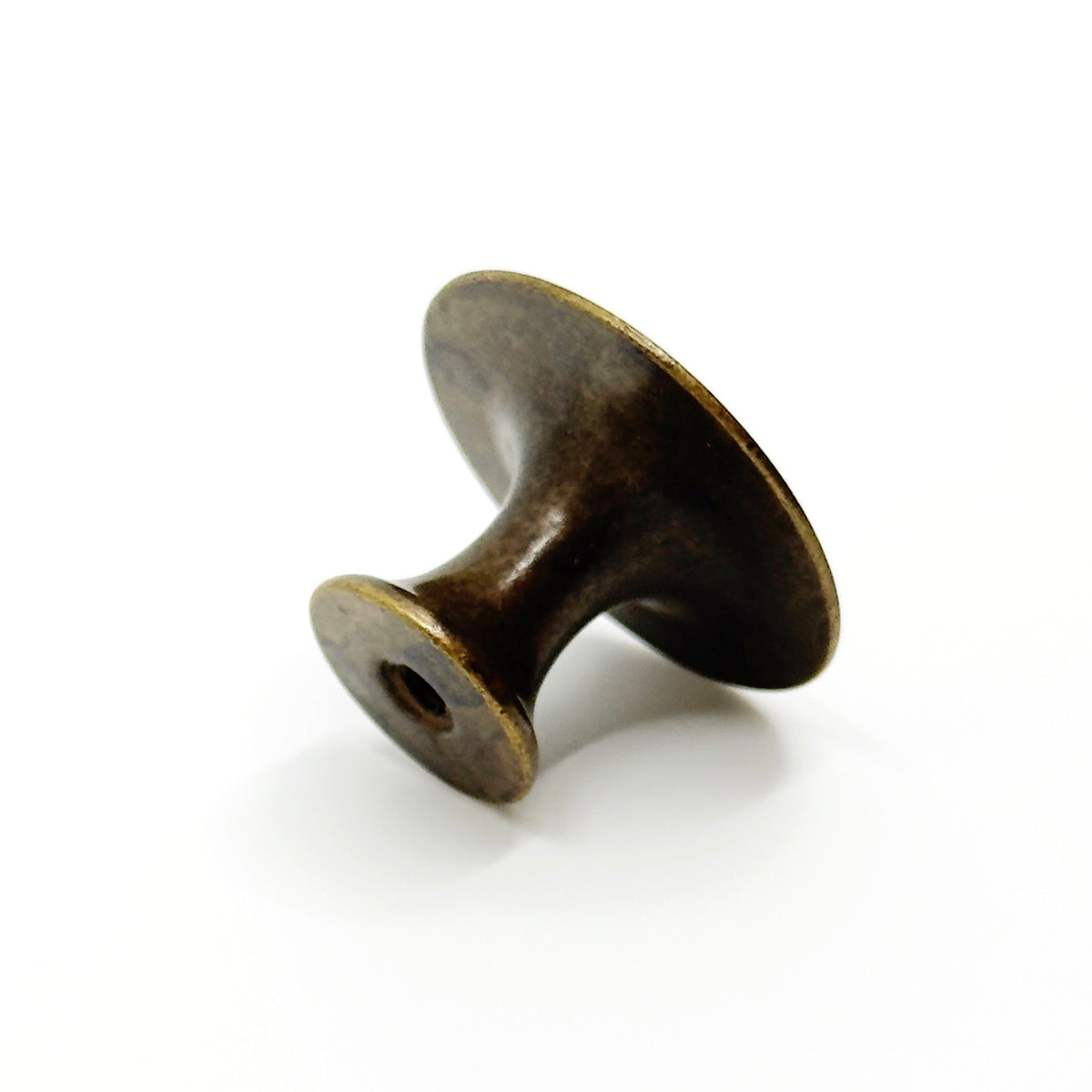 Worn Brass Round "Bari" Cabinet Knob