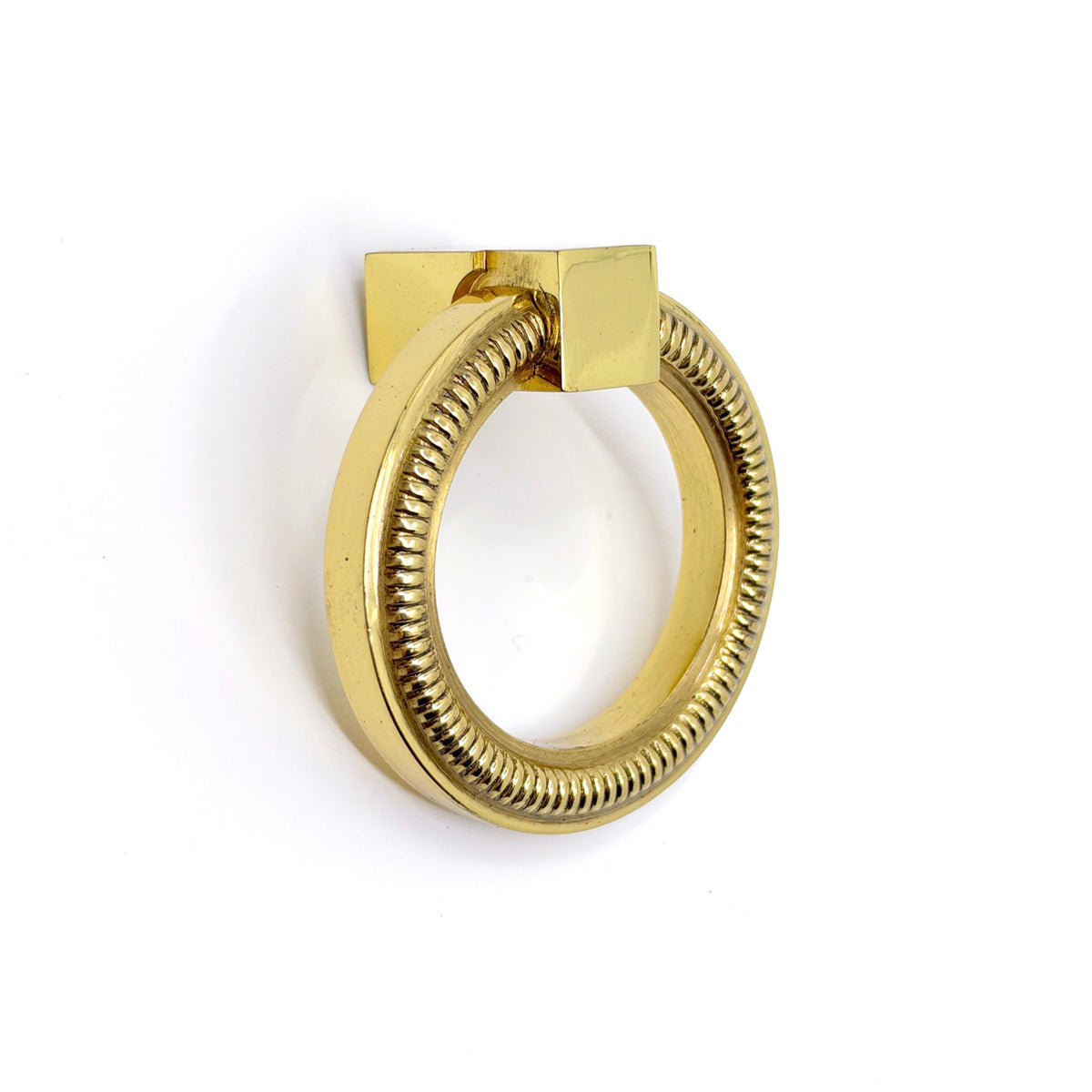 Polished Brass Reeded "Zaya" Round Ring Cabinet Pull