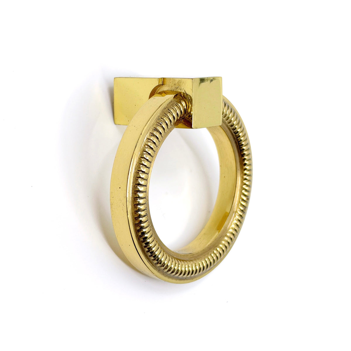 Polished Brass Reeded "Zaya" Round Ring Cabinet Pull