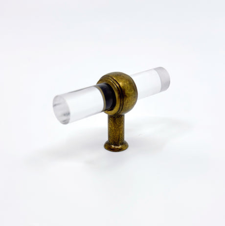 Antique Brass Lucite "Jules" Acrylic Knobs and Drawer Pulls