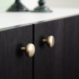 Round Brushed Brass "Halo" Cabinet Knob and Hook