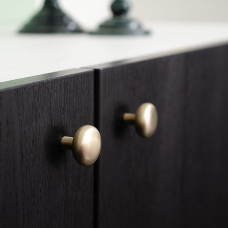 Brushed Brass "Halo" Round Cabinet Knob and Hook