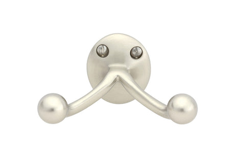 Satin Nickel "Heritage No.2" Double Wall Robe Hook - Industry Hardware
