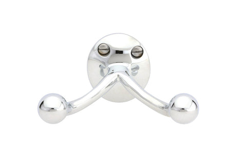 Polished Chrome "Heritage No.2" Double Wall Robe Hook - Industry Hardware