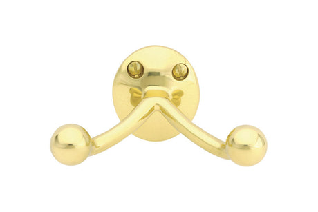 Unlacquered Brass "Heritage No.2" Double Wall Robe Hook - Industry Hardware