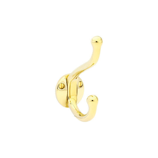 Polished Brass "Heritage" Wall Hook, Brass Wall Coat Hook - Forge Hardware Studio