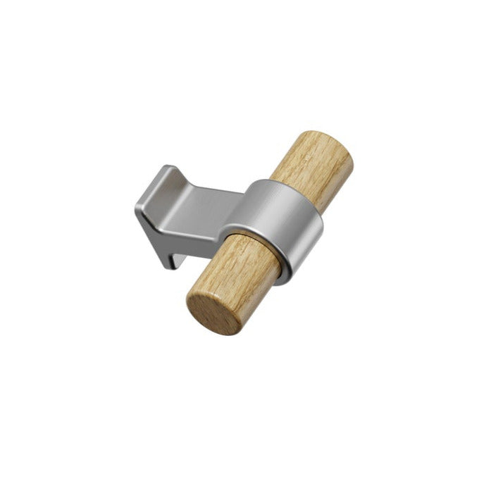 Wood and Nickel "Bond" T-Bar Dual Finish Knob and Pulls - Euro • Knobs