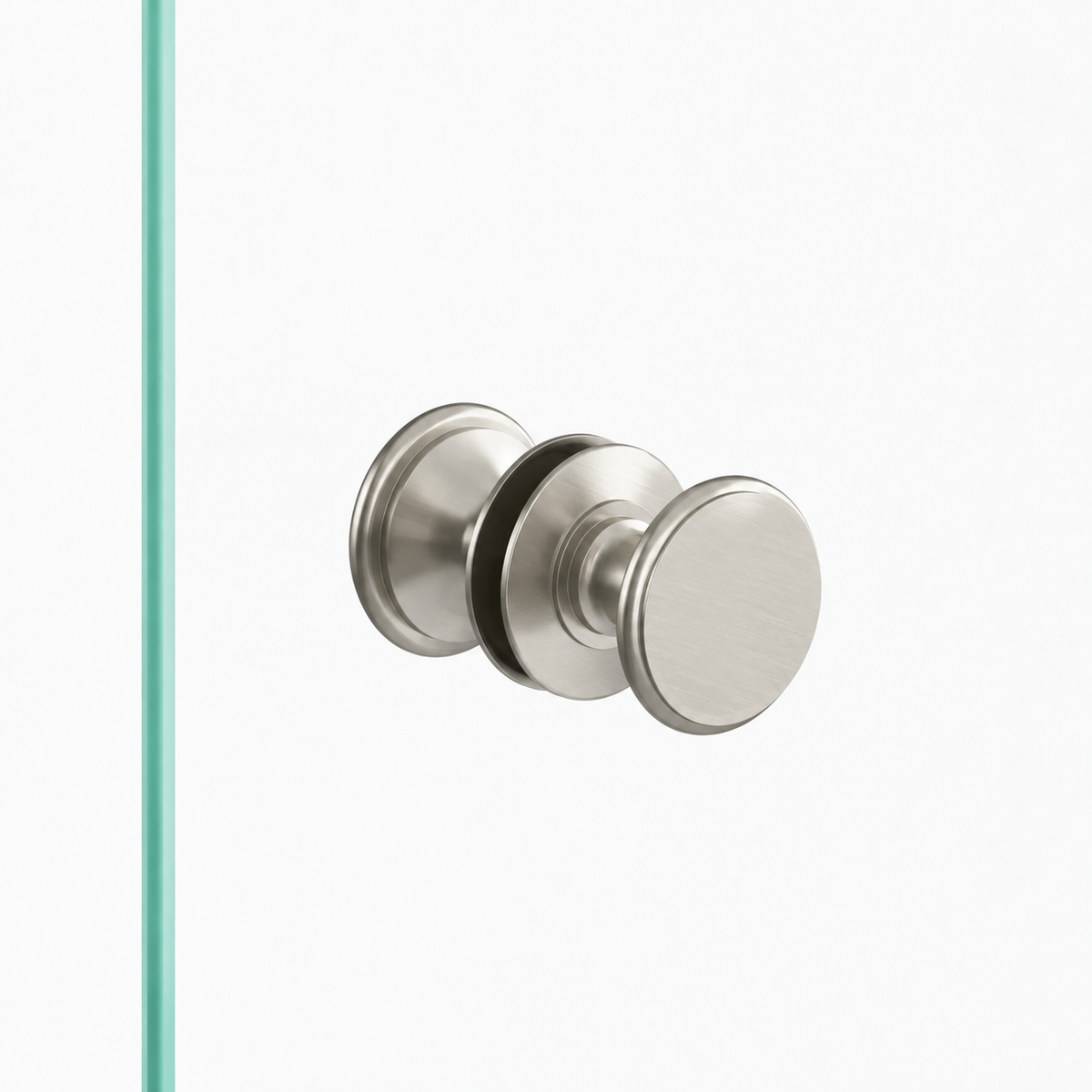 Satin Nickel "Penny" Round Glass Shower Knob