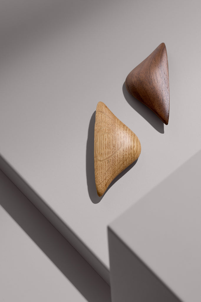 Lacquered Oak "Manta" Wood Drawer Handles - Forge Hardware Studio