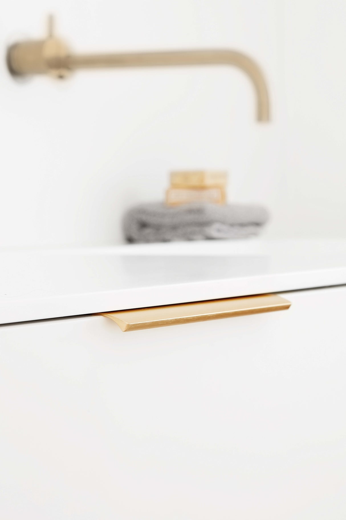 Brushed Bronze "Edge Straight" Tab Drawer Pulls - Forge Hardware Studio