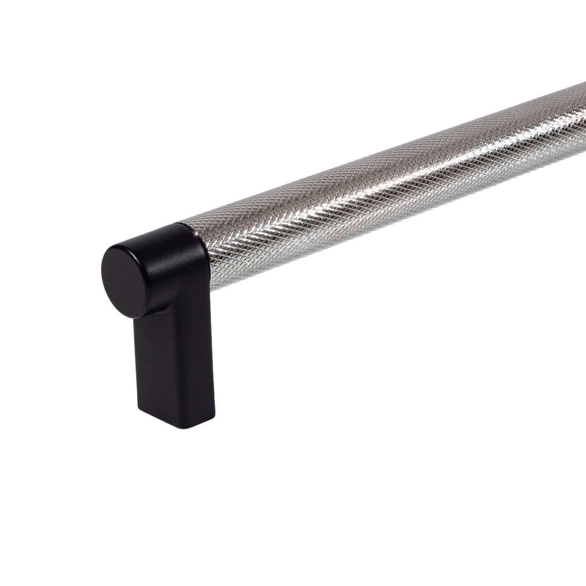 Knurled Black and Polished Nickel Cabinet Knobs and Drawer Pulls