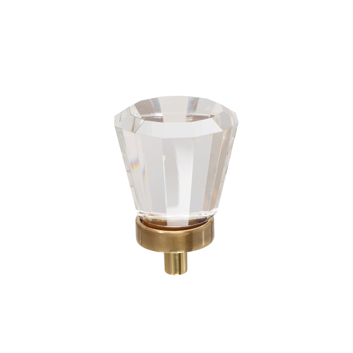 French Brass "Willow" Faceted Clear Glass Cabinet Knob