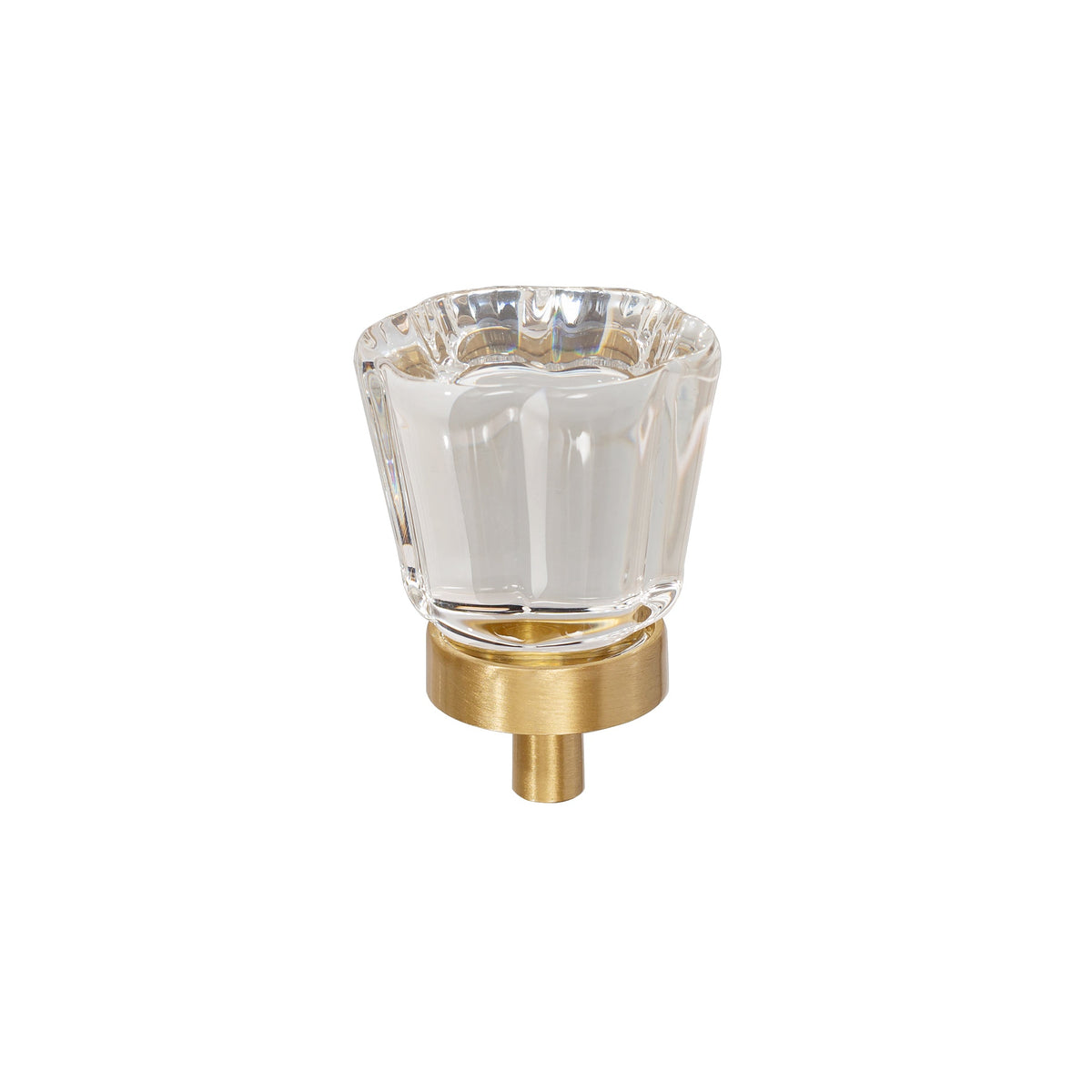 Satin Brass "Magnolia" Clear Glass Cabinet Knob