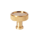 Satin Brass "ES Knurled" Round Knobs and Drawer Pulls