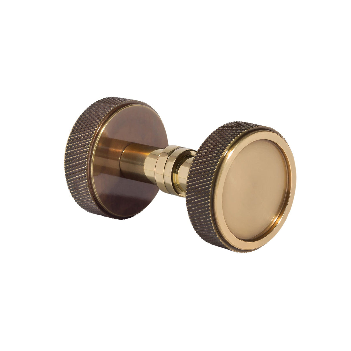 French Brass "ES Knurled" Shower Glass Round Knob