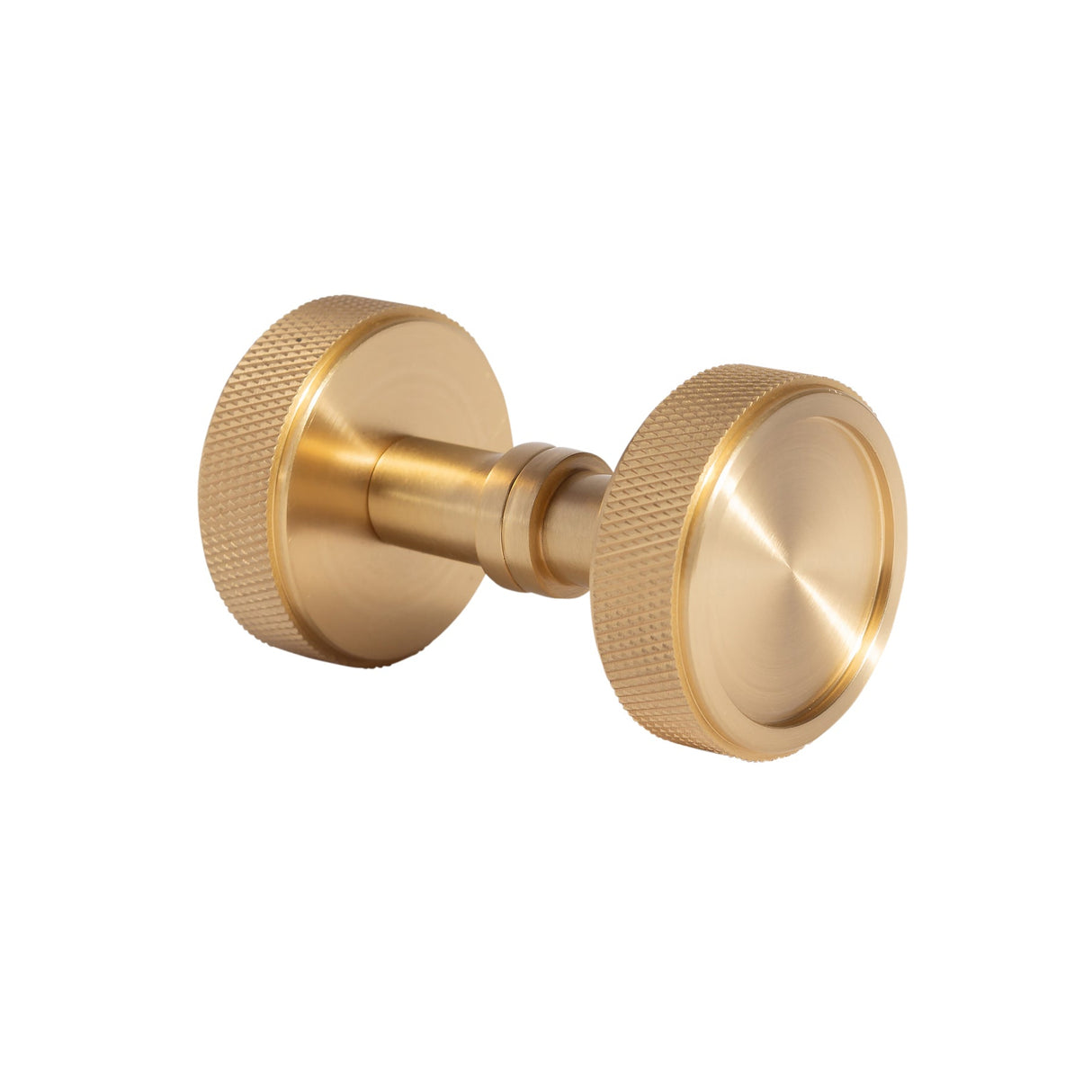 Satin Brass "ES Knurled" Shower Glass Round Knob