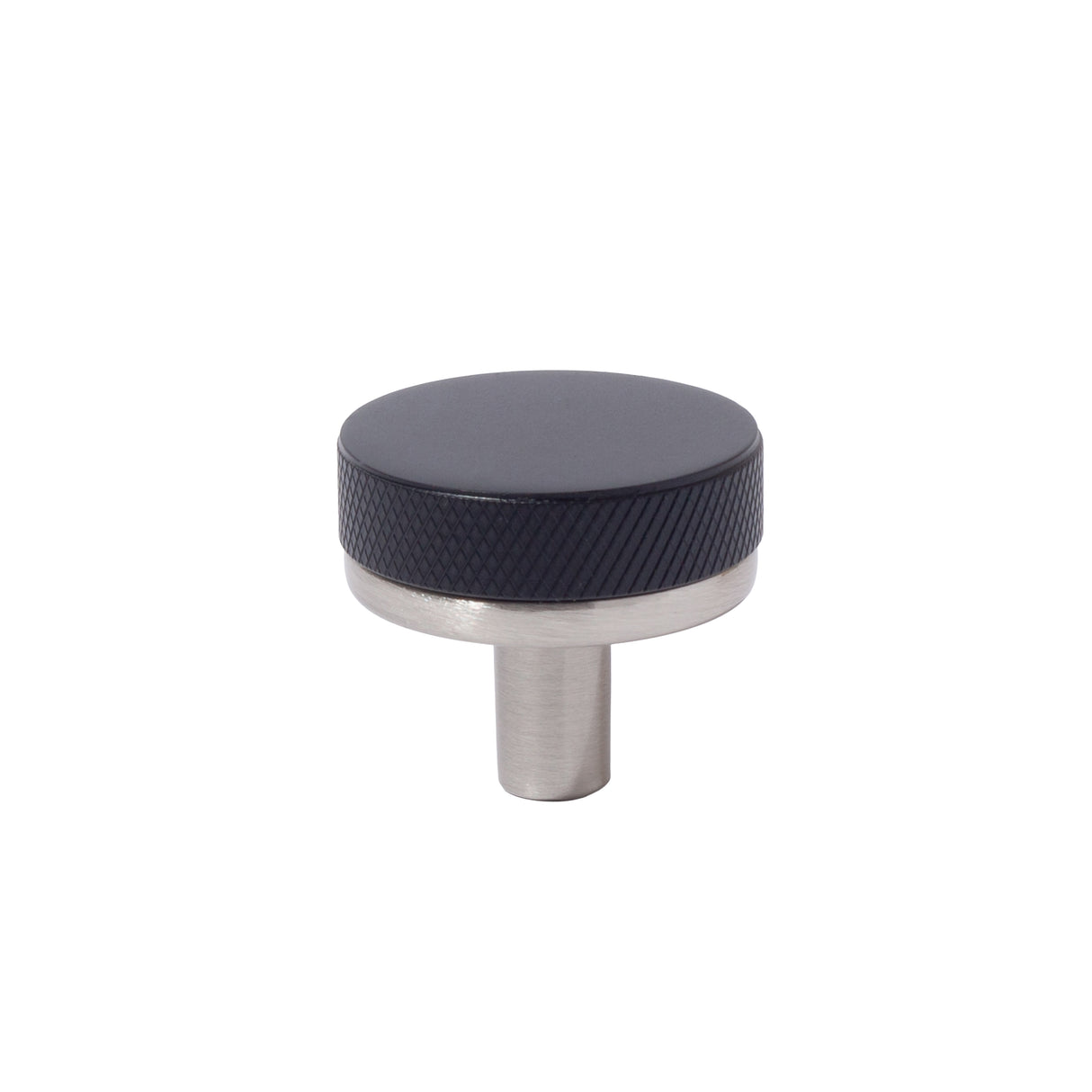 Black and Satin Nickel Smooth Cabinet Knobs and Drawer Pulls