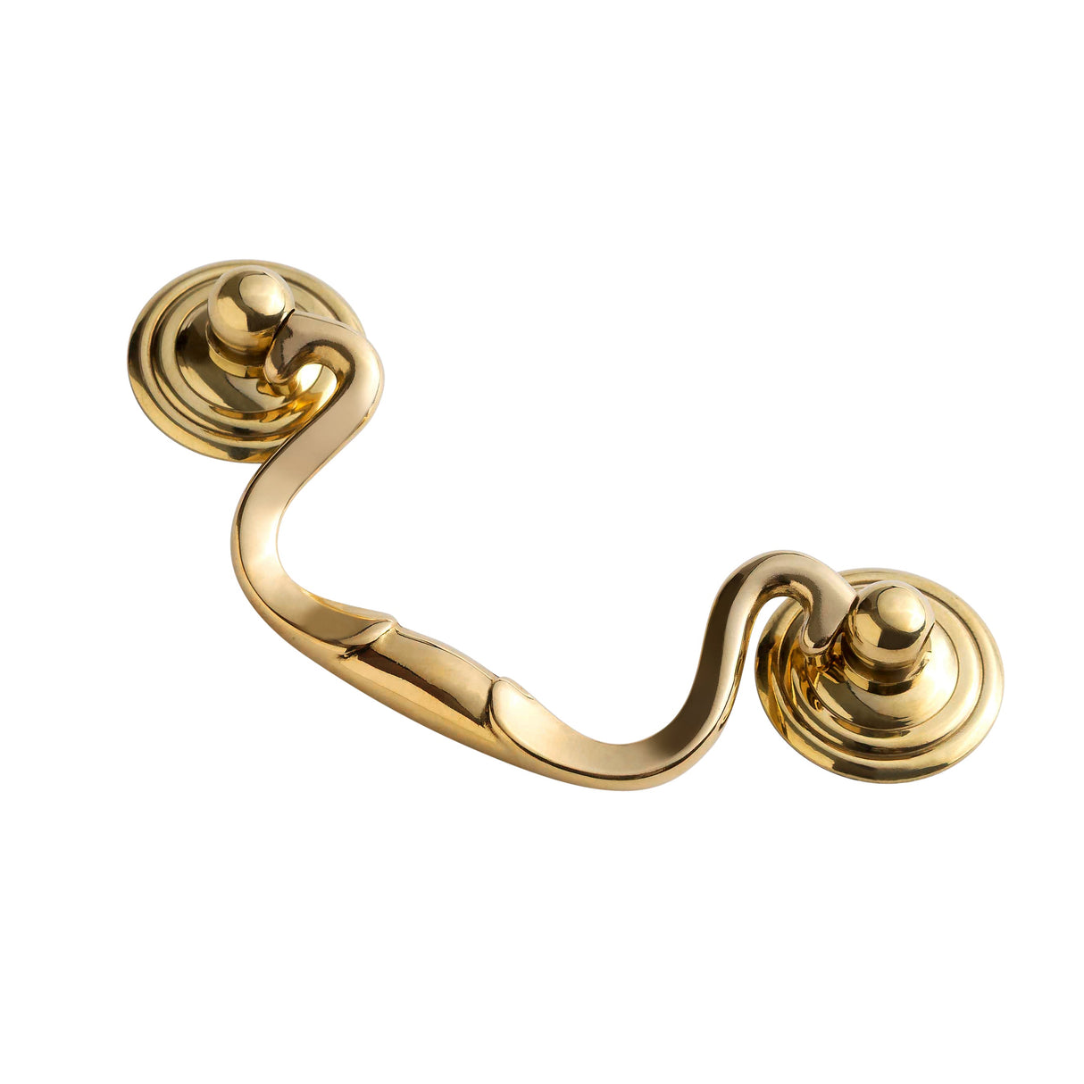 Unlacquered Brass "Ellie" Swan-Neck Drawer Pull