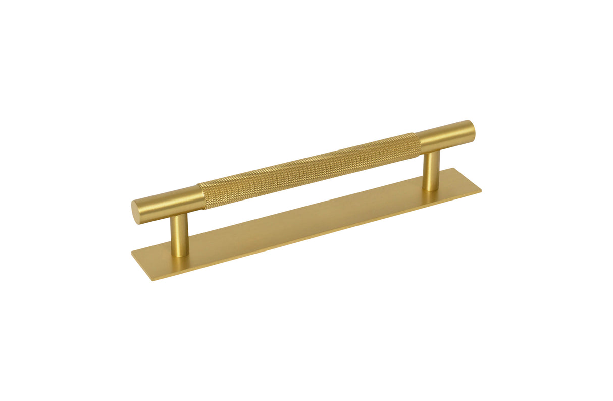 Brass Knurled "Texture Backplate" Drawer Pulls and Knobs in Satin Brass