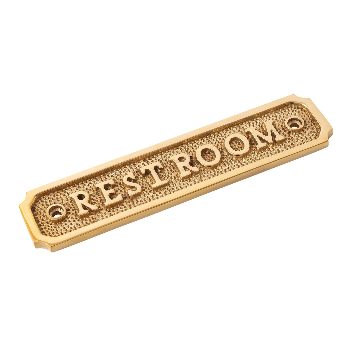 Brass Door Sign "Restroom" 5-1/2 in. Vintage Door Plaque