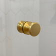 Round Satin Brass "Penny" Round Glass Shower Knob - Industry Hardware