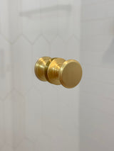 Round Satin Brass "Penny" Round Glass Shower Knob - Industry Hardware