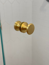 Round Satin Brass "Penny" Round Glass Shower Knob - Industry Hardware