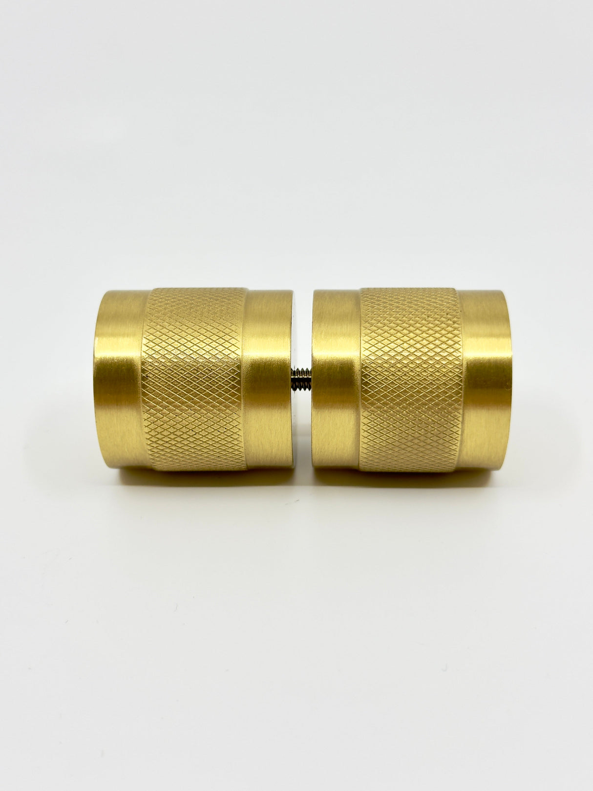 Cylinder Satin Brass "Knurled" Round Glass Shower Knob - Industry Hardware