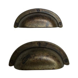 Cup Drawer Pulls "Amalfi" in Worn Brass