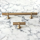 Smooth T-Bar "Contemporary" Champagne Bronze Knobs and Pulls