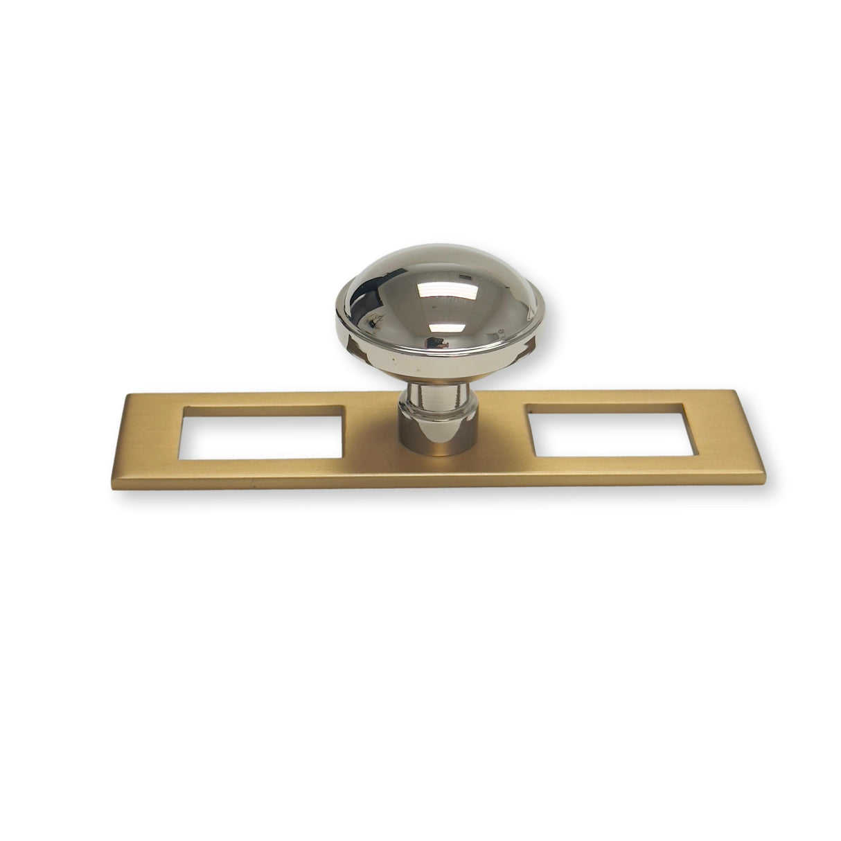 Champagne Bronze and Polished Nickel Industrial Modern Pulls and Knob with Backplate - Forge Hardware Studio