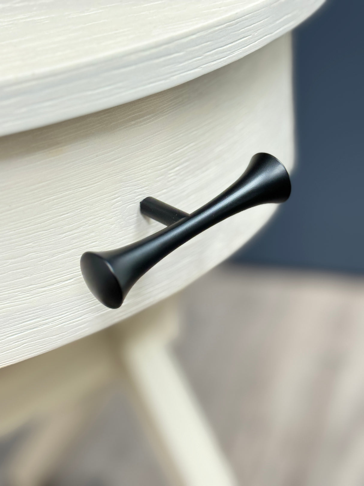 Hourglass Drawer Pull "MCM 01" Matte Black Mid-Century Cabinet Knob - Forge Hardware Studio