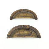 Drawer Cup Pulls "Amalfi" in Worn Brass